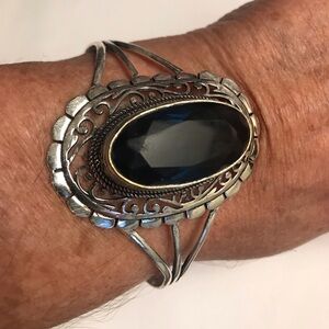 Tanzanite Stamped 925 Sterling Silver Cuff Bracelet